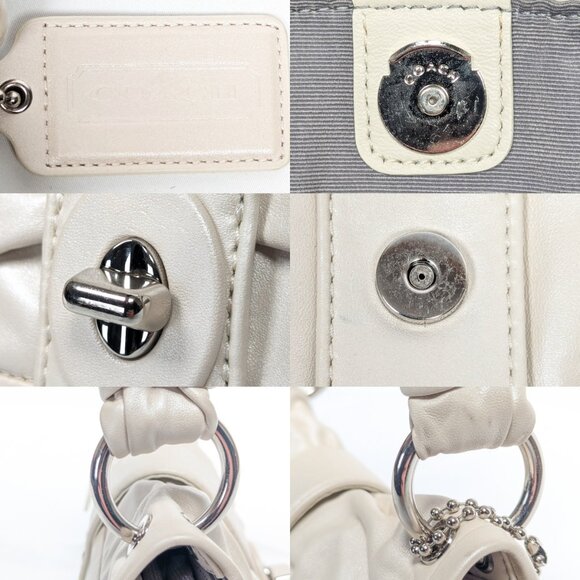 COACH Pleated Cream Leather Shoulder Bag - Picture 11 of 14